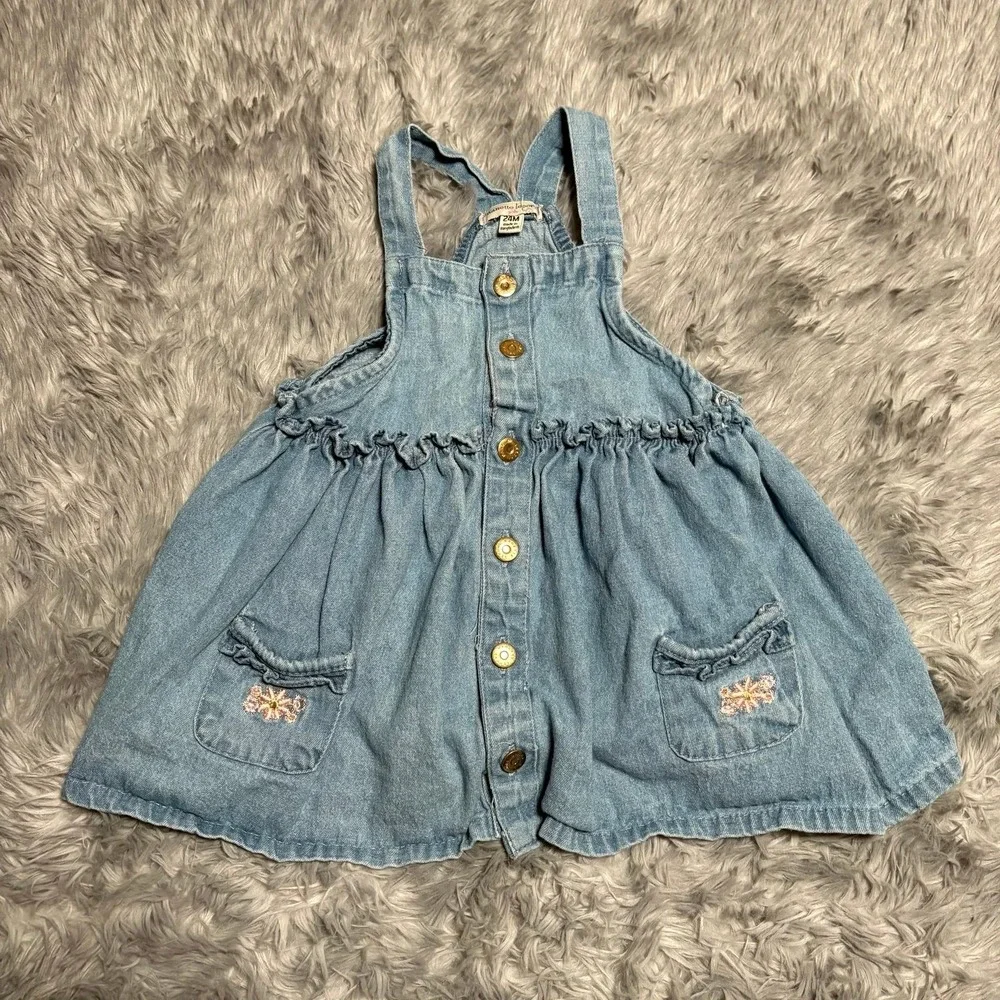 Nanette Lepore Vintage Denim‎ Dress Floral Embroidery Toddler Girls 24 Months